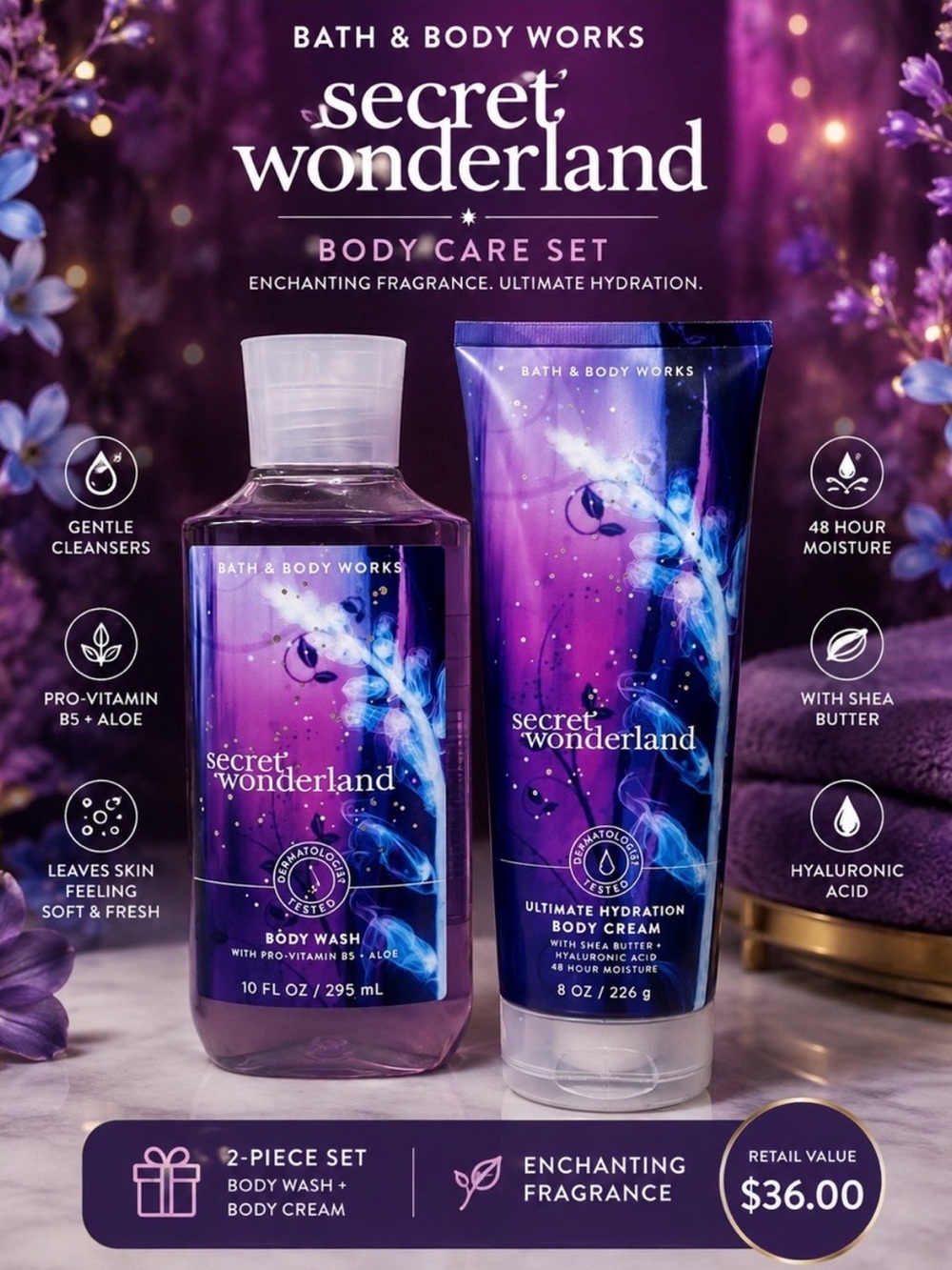 Bath & Body Works Secret Wonderland Body Care Set - Purple